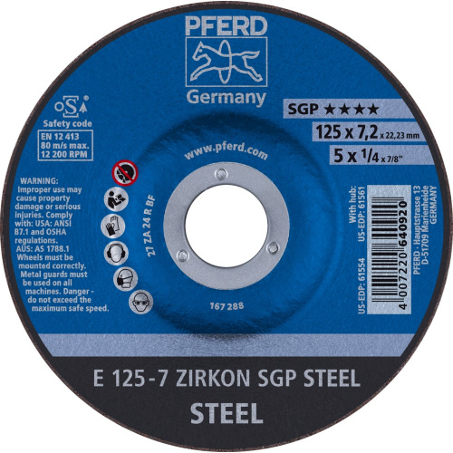 Круг шлифовальный PFERD ZIRKON SGP STEEL