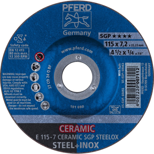 Круг шлифовальный PFERD CERAMIC SGP STEELOX